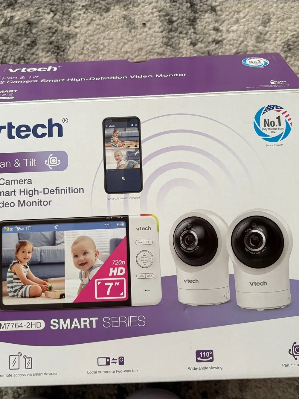 VTech Smart Series 2-Camera Baby Monitor - White